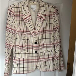 Lewit Women's Plaid Blazer - Red, Black and Cream